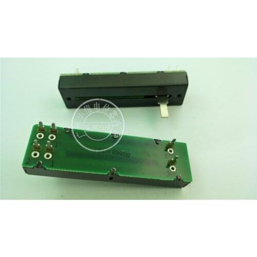 Original New 100% 73MM straight slide fader double potentiometer B20K handle length 15MMC green (SWITCH)