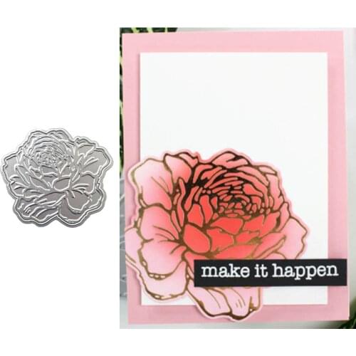 Peony Flower HOT FOIL PLATE Silver Metal Cutting Dies DIY Photo Embossing Die Cut Scrapbooking Stencil Hot Stamping Foil