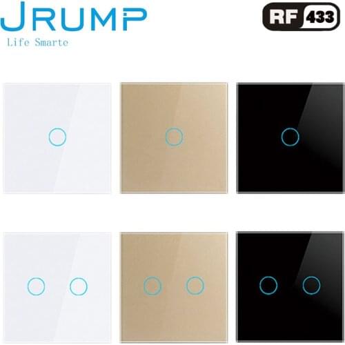 EU Standard Remote Control Touch Switch Light Switch Wall Switch RF433 Wireless Interrupter SwitchAC100-220V Tempered Glass Panl