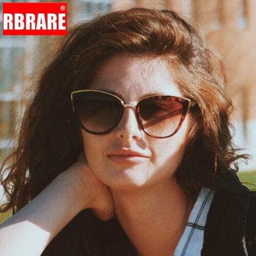 RBRARE Classic Metal Sunglasses Women Vintage Cateye Eyewear For Women Mirror Retro Shopping Party Cat Eye Gafas De Sol Mujer