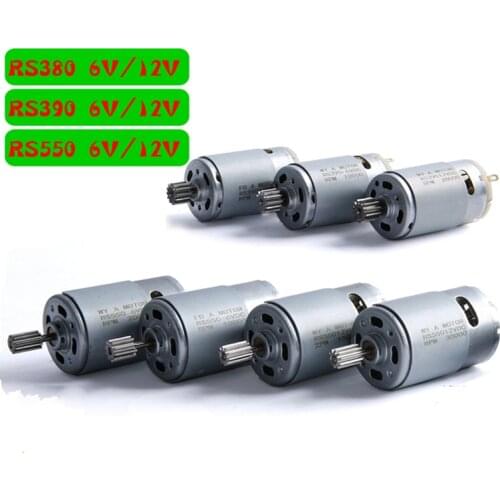 RS 380 390 550 Motor Childrens Electric Car Toy Motorcycle DC 6V 12V Motors Gear 10 12 Teeth RS550 10T 12T Car Moter 12 V Volt