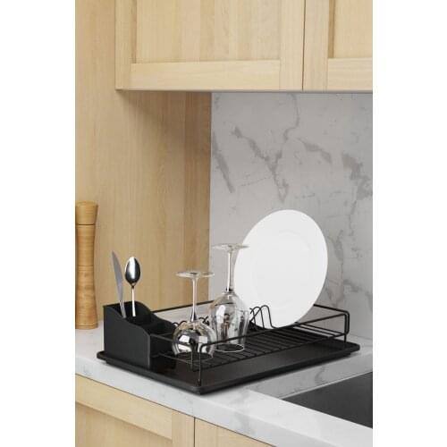 SAMPURCHASE Single Layer Matte Black Dish Basket & Plate-rack