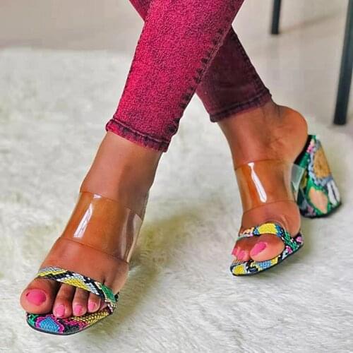 Slippers Women Summer Luxury 2021 New Fashion Transparent PVC Sexy Serpentine High Heels Zar a Woman Shoes On Heels Sandals