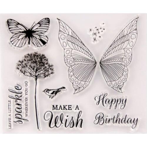 YINISE Silicone Clear Stamps For Scrapbooking Butterfly DIY Album Paper Cards Making Decoration Embossing Rubber Stamp SEAL WAX