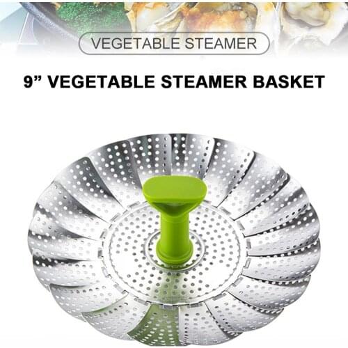Kitchen Storage Folding Vegetable Steamer Basket Stainless Steel Food Steamer Insert Mesh Cooker Steamer Expandable Pannen