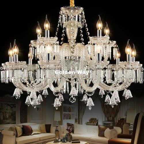 Modern Crystal Chandelier Living Room Crystal Hanging Lamp European Clear Pendant Lights Fixture Wedding Decoration Pendant Lamp