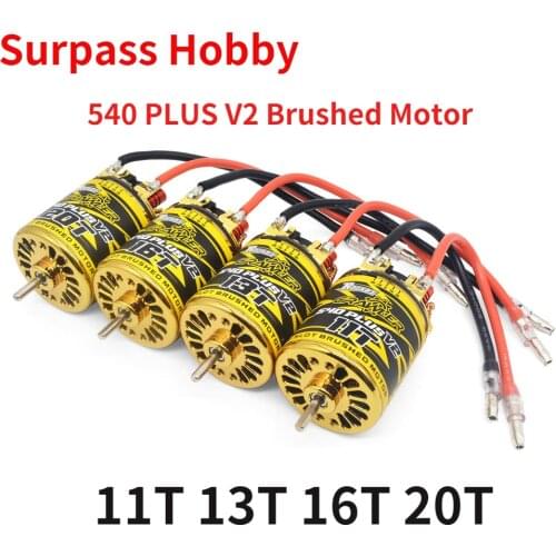Surpass Hobby 540 PLUS V2 Brushed Motor Waterproof Brush Motors 3.175mm 11T 13T 16T 20T for 1/10 1/12 RC Car Crawler Traxxas