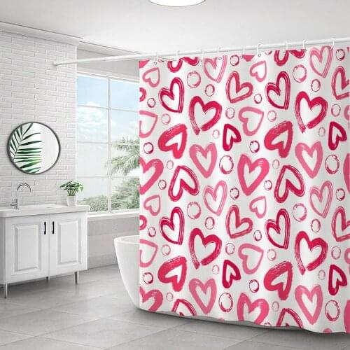 Love Heart Shower Curtain Baby Printing Curtain For Bathroom bath curtains