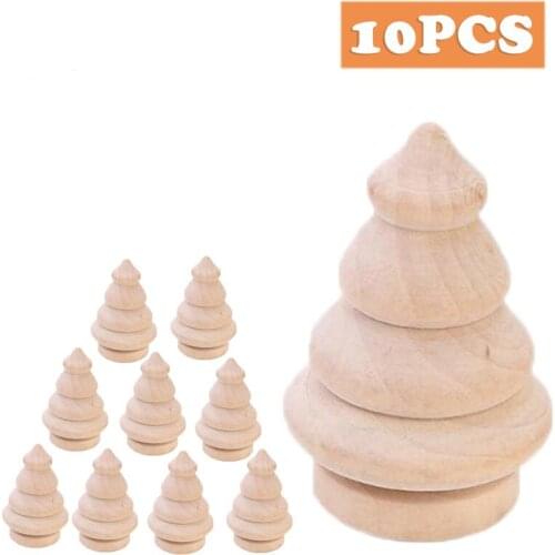 10pcs Unfinished Christmas Tree Painted Crafts Peg Doll Wooden DIY Craft Home Decor Paint Party Decoration Wood DIY Toy