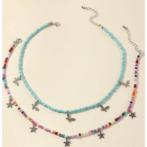 12Sets/lot Fashion Beads Necklace for Women Personalized Butterfly Necklace