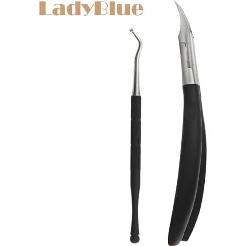 2PCS/SET Manicure Scissors Nail Cuticle Pusher Nail Clipper Dead Skin Remover Paronychia Nippers Foot Care Nail Art Tool