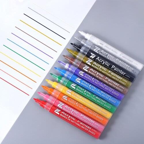 Water Based Acrylic Marker Pen Stone Ceramic Glass Advertising Painting Pen 12 Color Suit Straight Markers