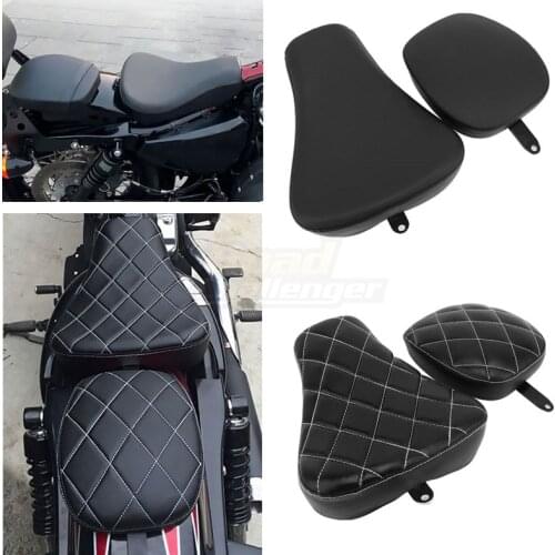 Motorcycle Black Front Rear Seat Cushion Cover Passenger Driver Pillow Solo Seat For Harley Sportster XL1200 883 72 48 Parts