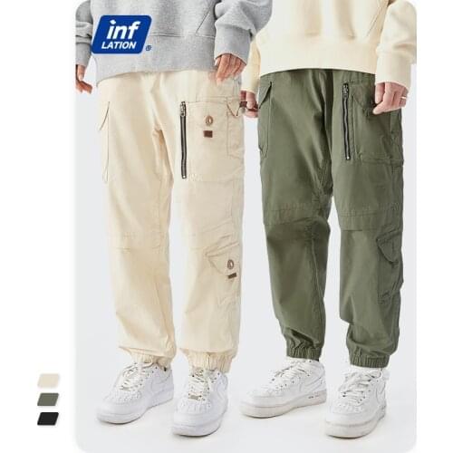 INFLATION Black Cargo Pants Men Plus Size 2021 Trending Casual Pant With Pocket Men Hip Hop Jogger Pant Streetwear Male Trousers