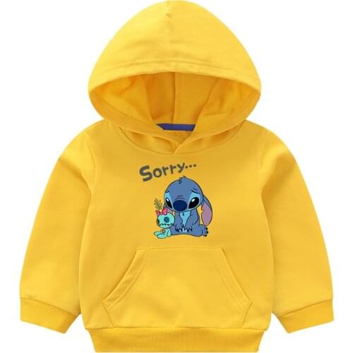 Anime Lilo And Stitch Kids Sweatshirt Autumn Winter Children Hoodie Cartoon Anime Boy Girls Pullovers Warm Pocket Hooded Jacket