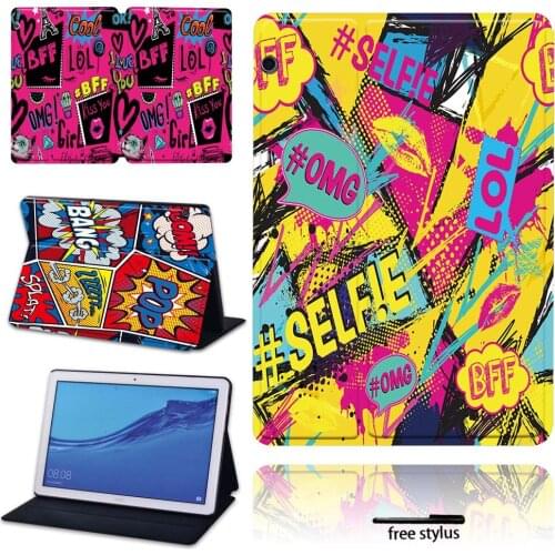 Adjustable Folding Stand Cover for Huawei MediaPad T3 8.0/MediaPad T3 10 9.6"/MediaPad T5 10 10.1" Tablet Wearable Cover Case