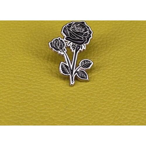 Black rose enamel pin flower brooches for women clip for scarf gifts for girls fashion jewelry womens accessories