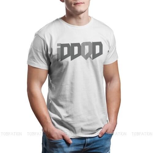 IDDQD Cheat Code TShirt For Male Doom Eternal Slayer Hell Doomguy Seraphim Game Camisetas Style T Shirt Comfortable Print Fluffy