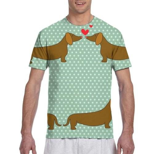 2020 Men T Shirt T-Shirt Summer Tops Tees Crew Neck tshirt Men Short Sleeve Shirt Cartoon Dogs Silhouettes On Polka Dot