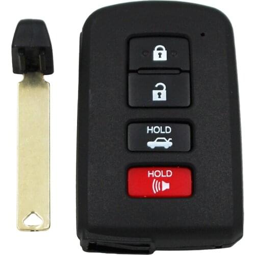 HKOBDII New Replacement 3+1/4 Button Remote Key Shell Case Fob CarKey Housing for Toyota Avalon Camry RAV4 2012-2015 Uncut Blade