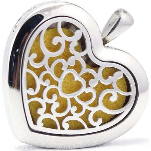 Heart Shape Stainless Steel Aromatherapy Aroma Essential Oil Diffuser Pendant Necklace