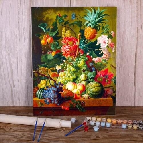 Fruit Landscape Painting By Numbers Set Oil Paints 50*70 Canvas Painting Loft Picture For Adults Handicraft Wholesale