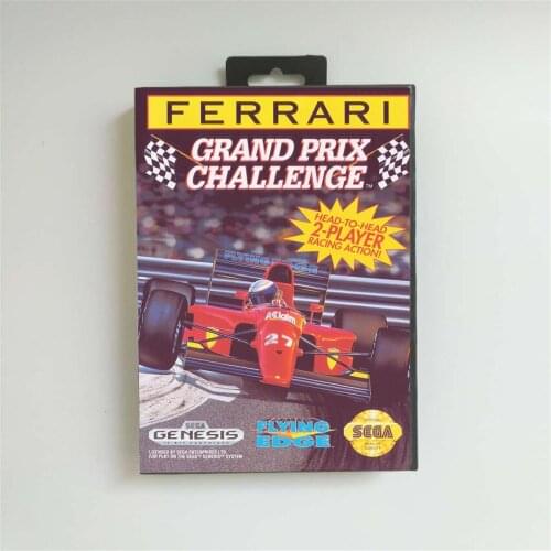 Ferrari Grand Prix Challenge - USA Cover With Retail Box 16 Bit MD Game Card for Sega Megadrive Genesis Video Game Console