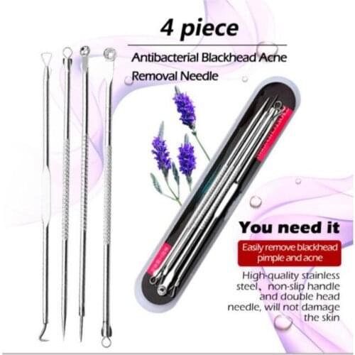 4pcs/set Blackhead Comedone Acne Pimple Remover Tool Spoon for Face Skin Care Needle Facial Pore Cleaner Health Care Accessories