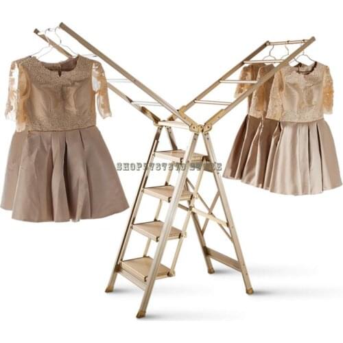 Multifunctional Clothes Rack, Sun Rack, Ladder, Clothes Rack, Dual Purpose Folding Household Aluminum Alloy Herringbone Ladder