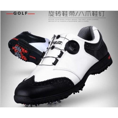 PGM golf mens shoes convenient comfortable knob system GOLF Mens shoes waterproof genuine leather spikers screw locking device