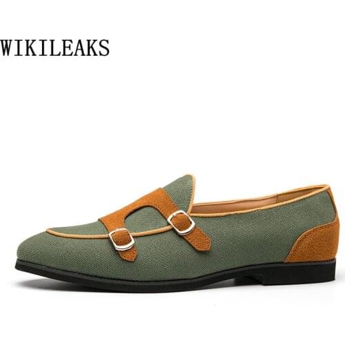 White Designer Slip on Shoes Men Office Shoes Man Double Monk Strap Green Loafers Dress Shoes for Men 2021 Chaussure De Homme