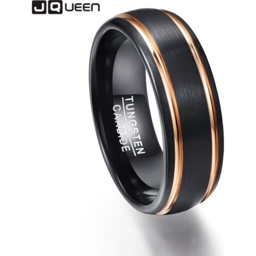 Party Ring Exquisite Rose Gold Side Men Rings Real Tungsten Carbide Wedding Bands Anillos para hombres Male Ring AAA Quality