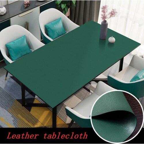 Solid color leather table mat rectangle tablecloth waterproof table cloth anti-slip table tablecloth custom table Decor cover
