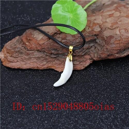 Genuine Natural Wolf Tooth Pendant Necklace Charm Jewelry Fashion Accessories Carved Bone Amulet Gifts for Men Women