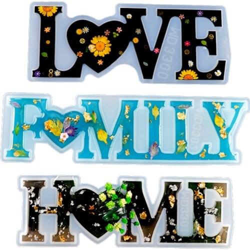 DIY English Word Combination Resin Mold HOME FAMILY LOVE Word Crystal Epoxy Mold