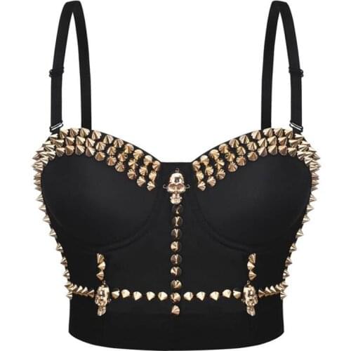 Gold Rivet Decoration Steampunk Sexy Bra Push Up One-piece Everyday Bras Stage Wear Halloween Costumes Sexy Lingeries For Women