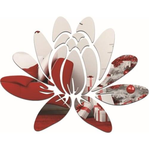 Jm160 Removable Living Room TV Wall Decorative Sticker Crystal Stereo Acrylic Lotus Mirror Sticker