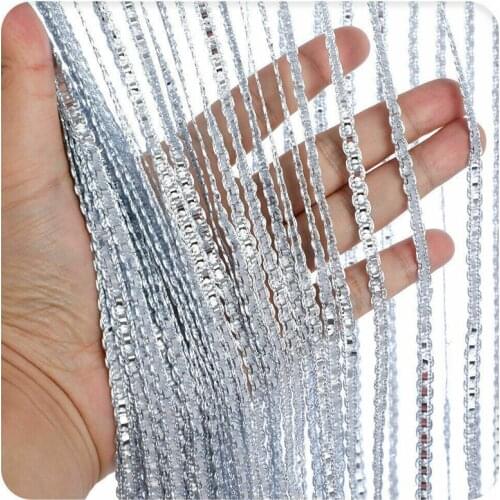 1*2m Home Line Curtain Partition Door Tassel Curtain Hanging Rod Type Silver Line Curtain Kitchen Divider Curtain Decor Supplies