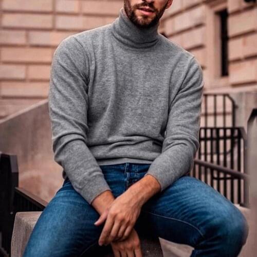 Streetwear Casual Long Sleeve Pullover Men Shirt 3 Colors Men Shirt Turtle Neck for Daily Wear