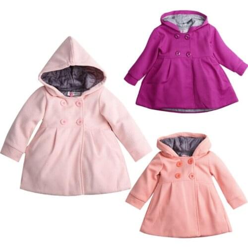 Pudcoco Windbreaker Children Baby Girls Jacket Toddler Uniform Long Sleeve Button-Front Hooded Jacket