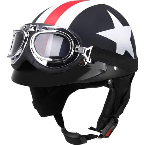 Vintage Motorcycle Helmet Motorbike Vespa Open Face Half Motor Helmets Visor Goggles Electric Helmet