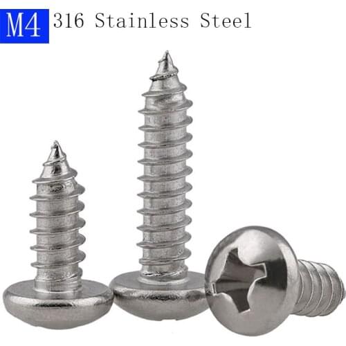 M4 316 Stainless Steel A4 Phillips Cross Recessed PAN Head Self Tapping Screws bolts DIN 7981