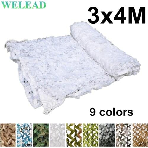 WELEAD 3x4M Reinforced Camouflage Net Military White Blue Sand Black for Outdoor Awning Garden Shade Hide Mesh 3x4 4x3 3*4M 4*3M