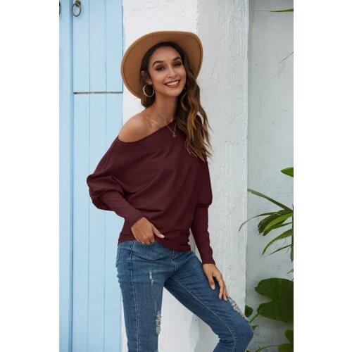 Womens Off The Shoulder Long Sleeve Sweatshirt Casual Loose Pullover Tops Comfortablepit Sweater