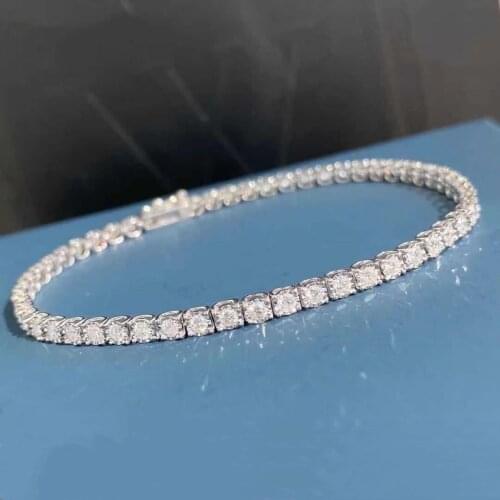 Moissanite Bracelet Total 10ct S925 Sterling Silver Bangle White Gold Plated Luxurious Women Fine Jewelry