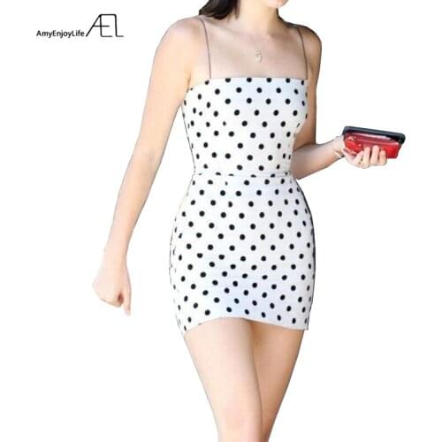 AEL Summer Dress Sheath Polka Dot Sexy Women Dress Bodycon Evening Party Clubwear Strappy Mini Sexy Dress Slim