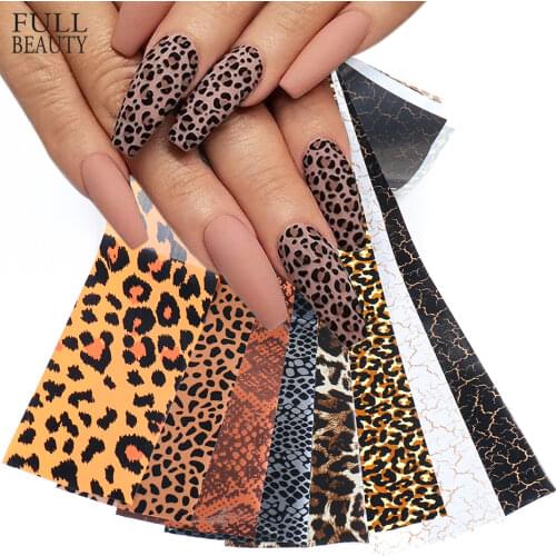 10pcs Leopard Wild Animal Skin Nail Foil Sticker Snake Print Nail Art Transfer Slider Starry Sky Manicure Decoration Wrap CH2023