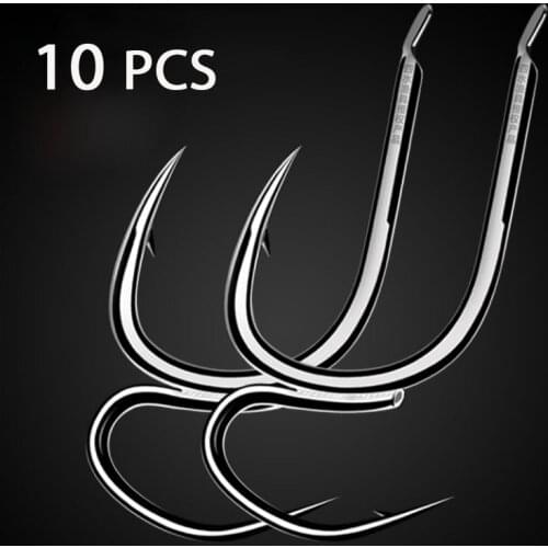 10 Pcs /lot Dual High Carbon Steel Fishing Hooks Double Style Angling Hook Saltwater Freshwater Fish Tackle Size 12#-5