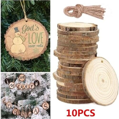 10pc Blank Wood DIY Crafts Christmas Xmas Discs Circle Wood Disks Crafts Christmas Tree home Decoration Wedding deco kscraft