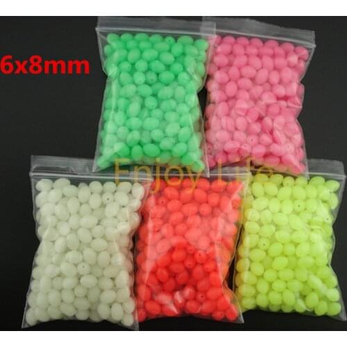 1000Pcs* 6*8mm Fly Fishing Lure Baits Olva Fishing Hard Plastic Beads Sea Fishing Sabiki Snapper Rig DIY Terminal Accessories